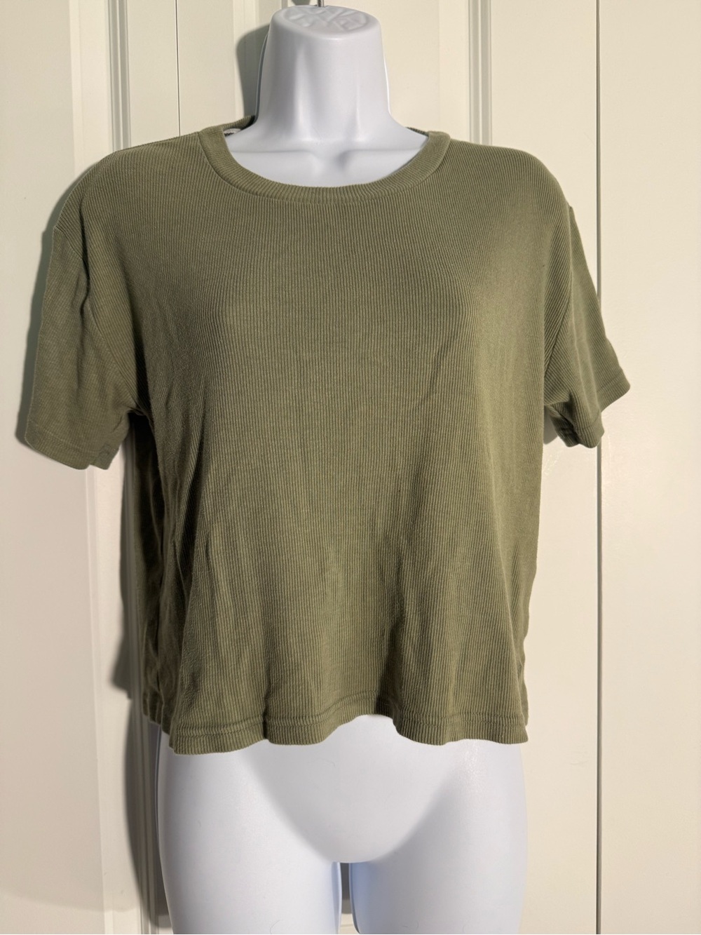 Victoria's Secret Olive Green Ribbed Short Sleeve Tee